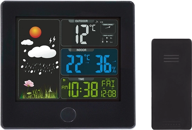 Stație meteo Solight cu LCD color și senzor wireless, neagră