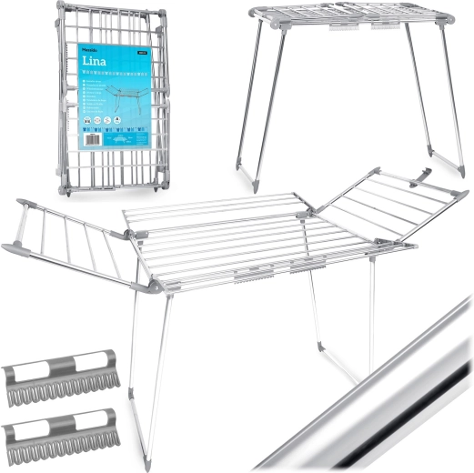 Stativ pliabil pentru rufe din oțel inoxidabil Massido Lina 22 m