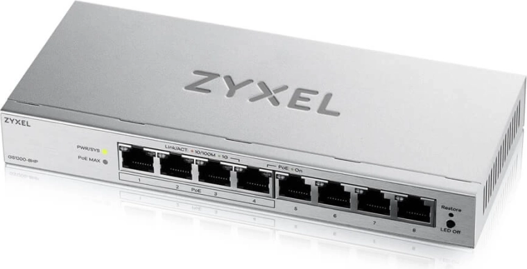 Zyxel GS1200-8HPv3 – comutator PoE gigabit cu 8 porturi administrat prin web