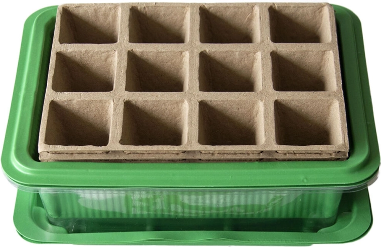 Mini-seră cu tavă de răsaduri din hârtie, 12 celule, 3 seturi