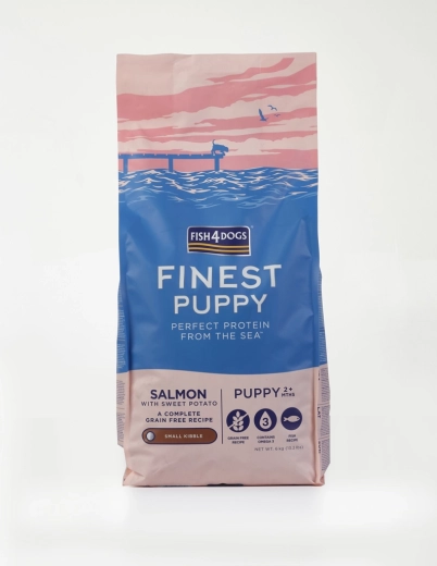 Fish4Dogs Finest granule mici pentru pui de câine cu somon și cartofi dulci 6 kg