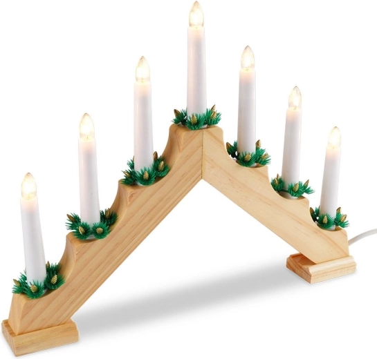 Sfeșnic advent din lemn pentru 7 lumânări 41,5 × 29 cm
