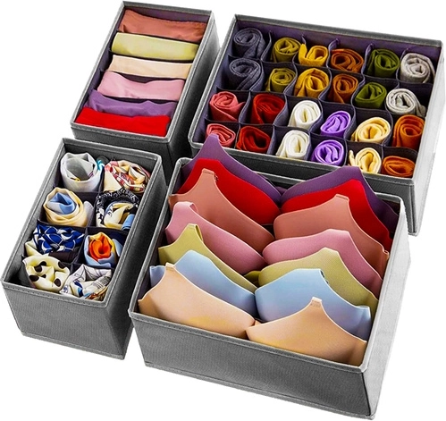 Set de 4 organizatoare pentru lenjerie – gri
