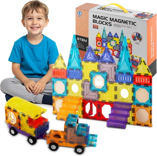Set de construcție magnetic Ricokids cu 71 de piese