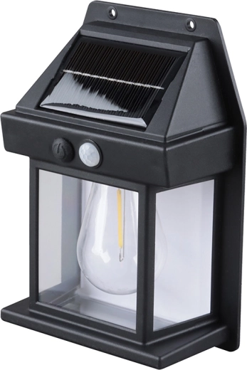 Lampă solară de perete LED Solight, lumină albă caldă, 12 × 17 cm, neagră