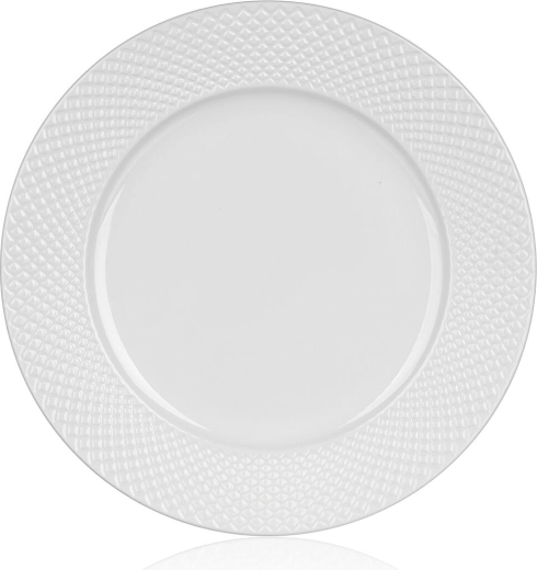 Farfurie întinsă Diamond 27 cm, albă, ceramică