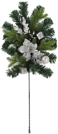 Crenguță decorativă de Crăciun argintie 60 cm