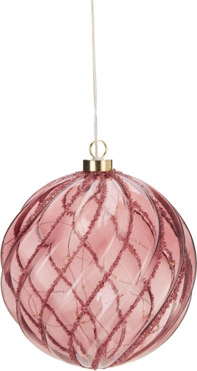 Decorațiune LED de Crăciun în formă de glob, bordo, cu temporizator, 18 cm