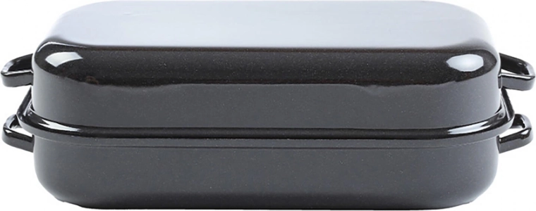 Tavă emailată cu capac 35 × 24 cm, suprafață netedă