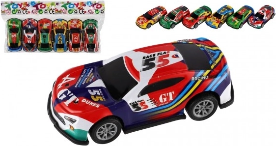 Set de 6 mașinuțe de curse cu mecanism pull-back 7 cm