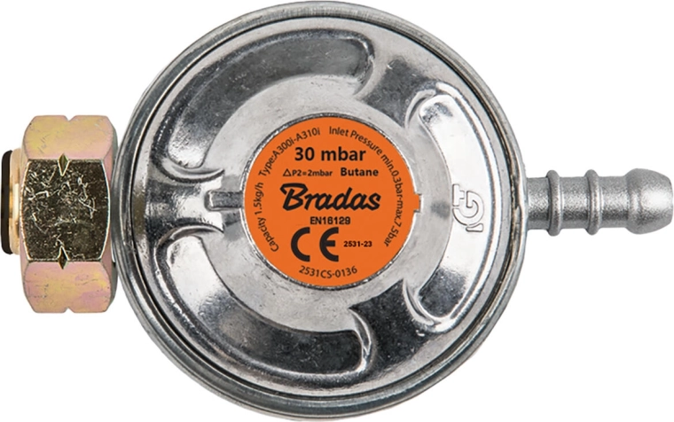 Regulator de presiune pentru propan-butan 30 mbar, 1,5 kg/h