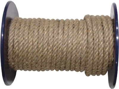 Frânghie răsucită naturală 8 mm cu întăritură din polipropilenă, 100 m