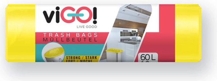 Saci menajeri LDPE 60 l galbeni 60 × 80 cm (10 buc) VIGO