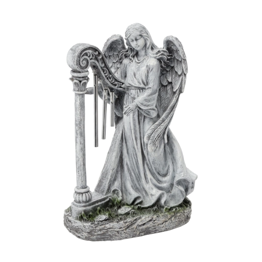 Statuetă înger cu harpă 26 × 15,5 × 39 cm, gri