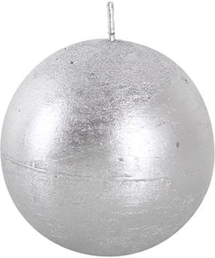 Lumânare rotundă rustică 8 cm argintie