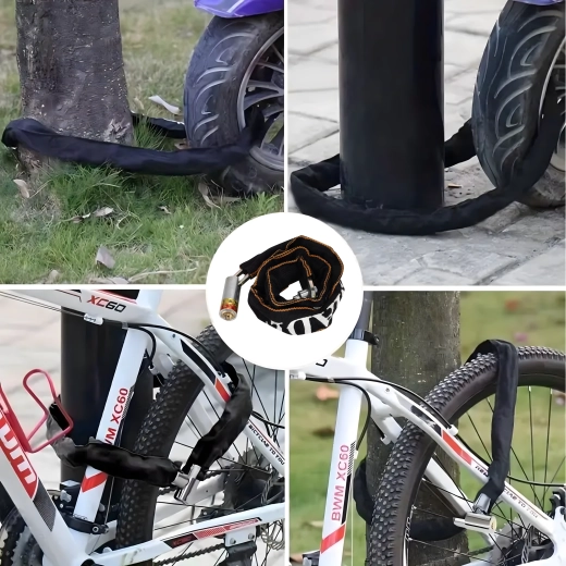 Lacăt cu lanț din oțel pentru bicicletă și motocicletă 65 cm, 2 chei
