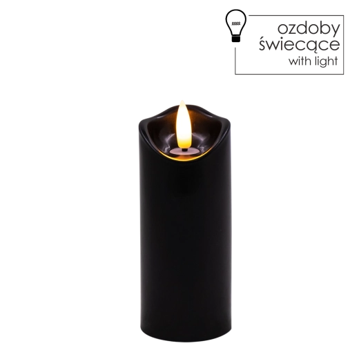 Lumânare LED neagră 5 × 12,5 cm cu flacără pâlpâitoare