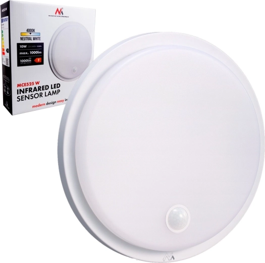Corp de iluminat LED rotund de exterior cu senzor PIR 10 W, 1000 lm, 4000 K, IP65