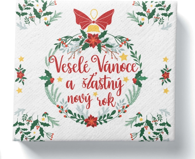 Șervețele de Crăciun Vesele Sărbători, 3 straturi, 33 × 33 cm