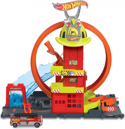 Hot Wheels City super stație de pompieri cu buclă