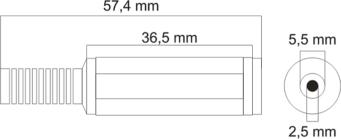 Dimensiune standard 5,5 × 2,5 mm