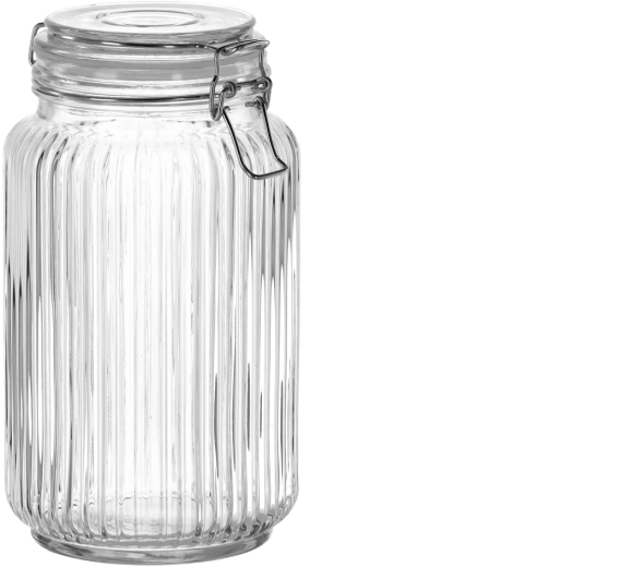 Borcan din sticlă cu capac etanș, striat, 1,6 l