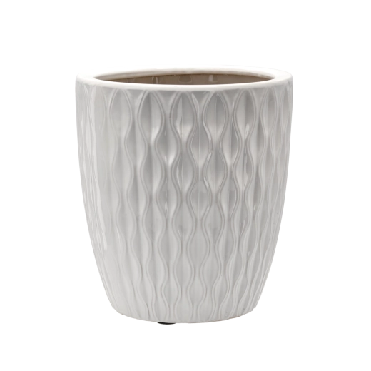 Ghiveci ceramic pentru flori, luciu alb, 32 × 32 × 35,5 cm