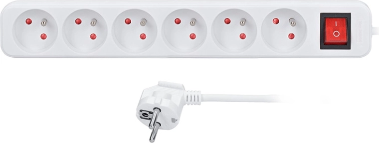 Solight prelungitor 5 m cu 6 prize și întrerupător 16 A/3680 W alb - 1 bucată