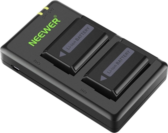 Neewer set 2× baterii Sony NP-FW50 și încărcător USB dual