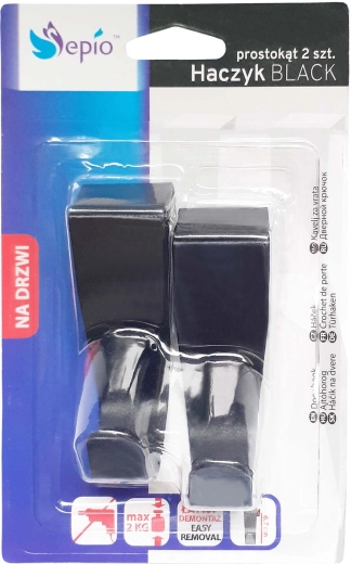 Cârlig din oțel inoxidabil pentru sertar, negru, 2 buc.