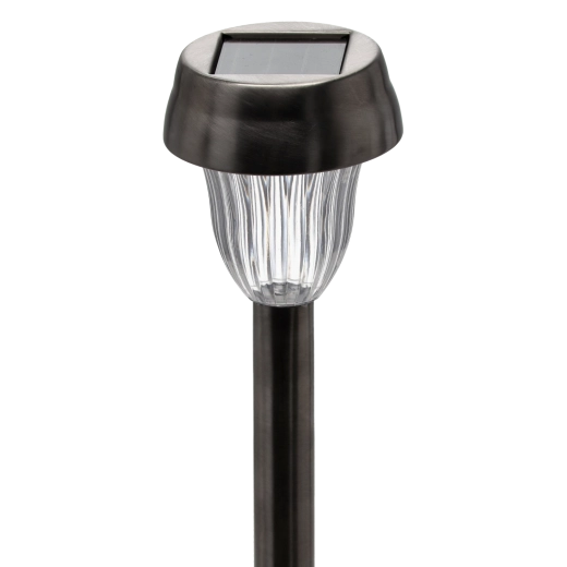 Lampă solară de grădină MINO 36 cm, alb rece, inox