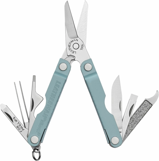 Leatherman Micra Arctic – instrument multifuncțional compact 10-în-1, inox, albastru-gri