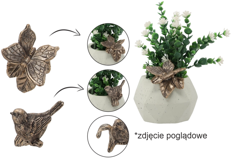 Decorațiune de grădină pentru ghiveci – pasăre sau fluture