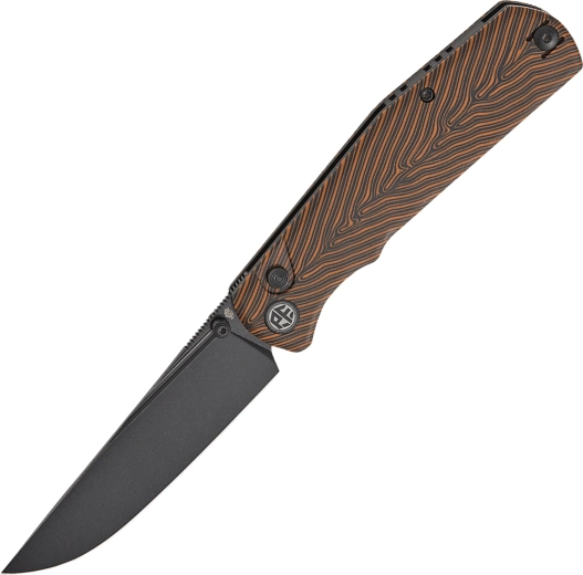 Petrified Fish Lis cuțit de buzunar portocaliu cu finisaj Black Stonewash, G10 G‑Mascius