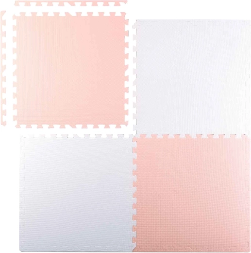 Ricokids saltea puzzle din spumă 60 × 60 cm, 4 buc. (alb piersică)