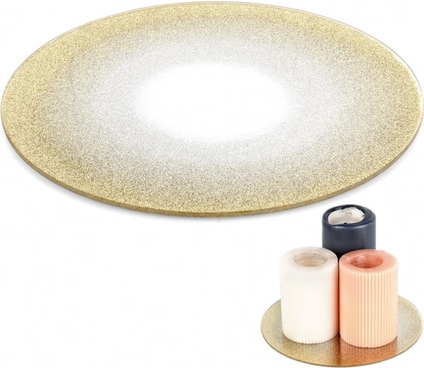 Suport decorativ din sticlă, oglindă cu efect brocart, pentru lumânări, 20 cm