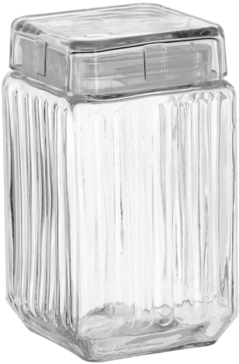 Borcan pătrat din sticlă 1,7 l cu capac din sticlă