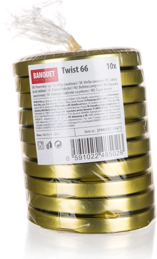 Capace pentru conservare Twist 66 mm aurii (10 buc)