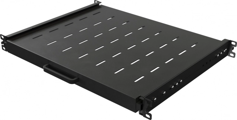 Poliță glisantă pentru rack 19" 1U, adâncime 350 mm, neagră