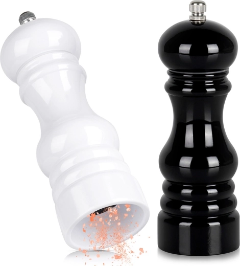 Set râșnițe manuale pentru sare și piper 18 cm – negru și alb Vilde