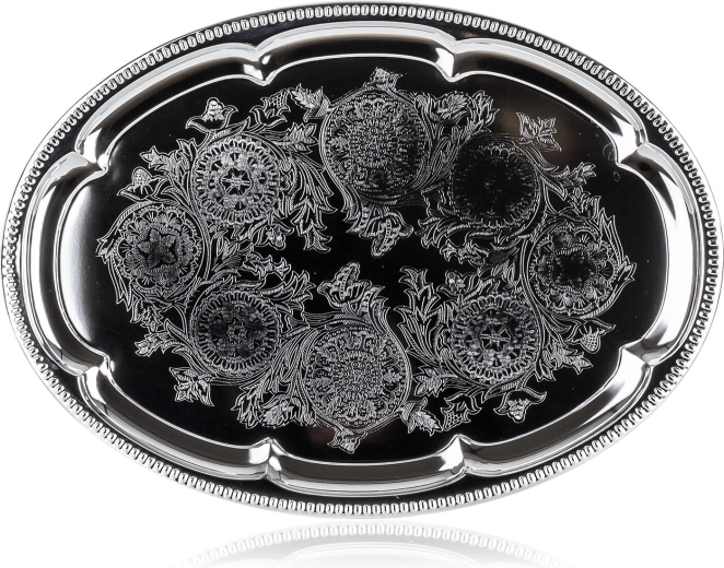 Tavă ovală de servire AKCENT 40,5 × 29 cm crom