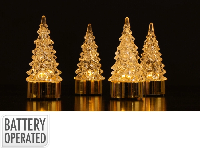 Decorațiune LED de Crăciun – brăduț de 9 cm, 4 bucăți