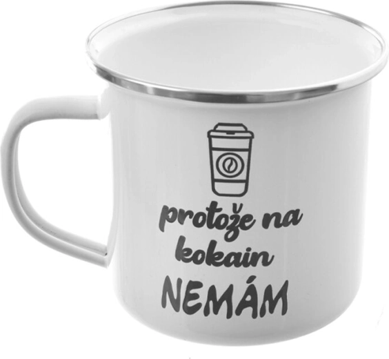 Căniță emailată albă „Pentru că…” 500 ml