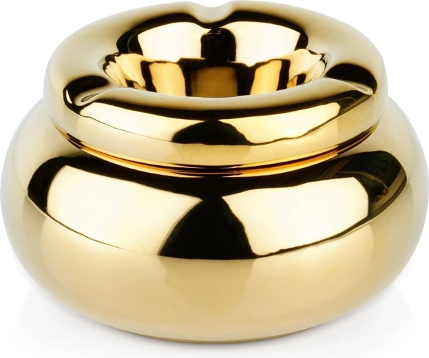 Scrumiere rotundă aurie din dolomit 11 cm