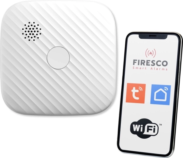 Firesco detector de fum inteligent Wi‑Fi pentru Tuya / Smart Life