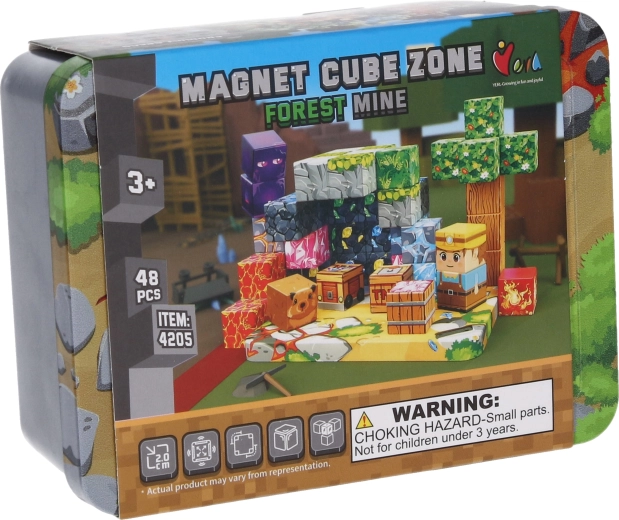 Set de construcție Magnet Cube Zone Forest Mine 48 de piese