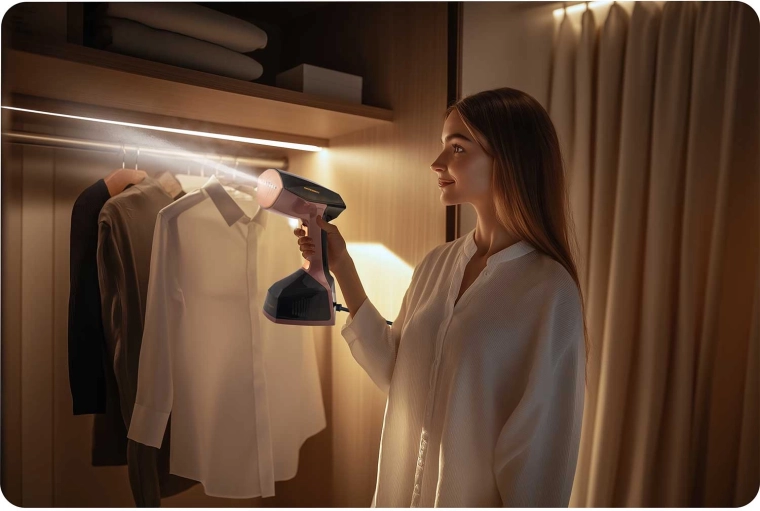 Călcare cu abur verticală și orizontală confortabilă