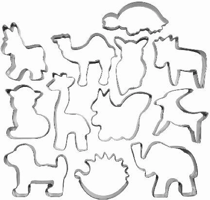 Set de forme decupatoare din inox pentru prăjituri – animăluțe, 12 buc.