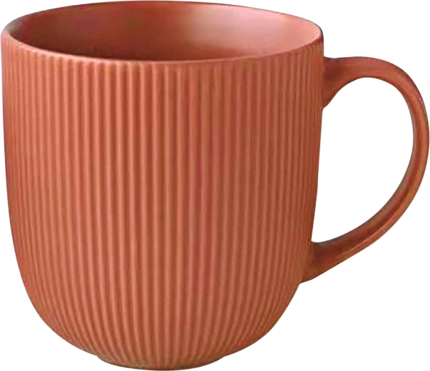 Cană ceramică KITCHISIMO 510 ml, cu striații, culoare cărămizie