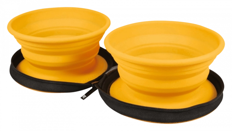 Bol dublu de călătorie pentru câini și pisici KiwiWalker, portocaliu, 2 buc.